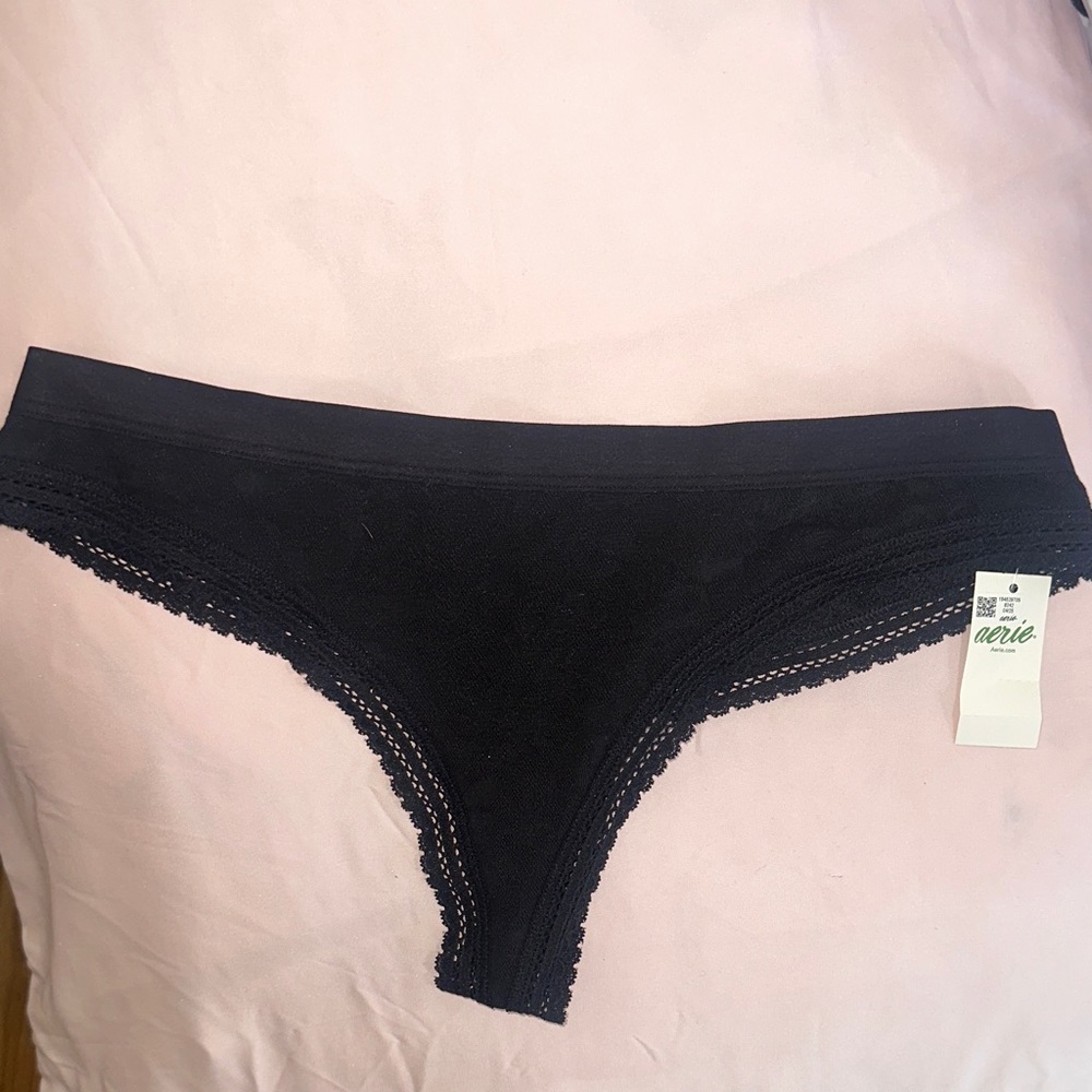 Aerie Black Thong NWT